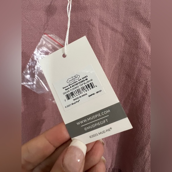 Mudpie Goldie Peplum Flounce Blush 100% Cotton Top Size Medium - Picture 6 of 6